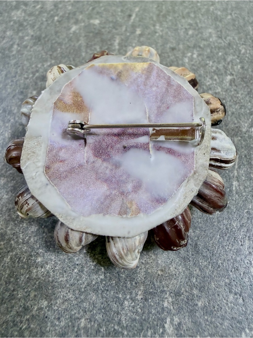 Vintage Brooch Sea Shell Cluster Pin - Neutral Tones - Picture 7 of 7
